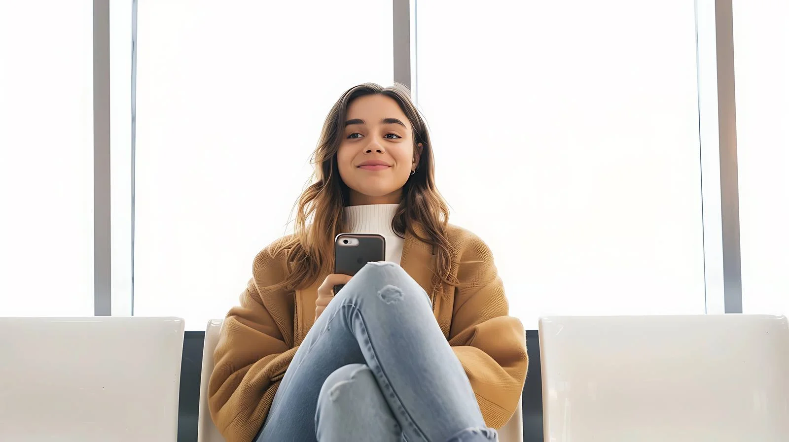 Serene Woman in Waiting Area — free download from Dotvec