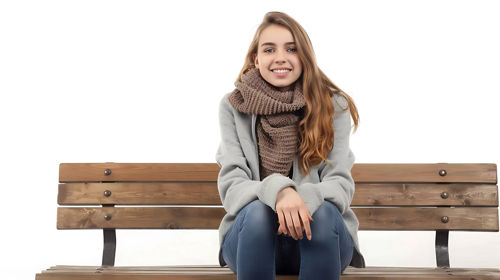 Joyful Woman on Bench — free download from Dotvec