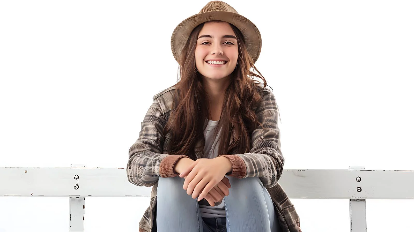 Joyful Woman on Bench — free download from Dotvec