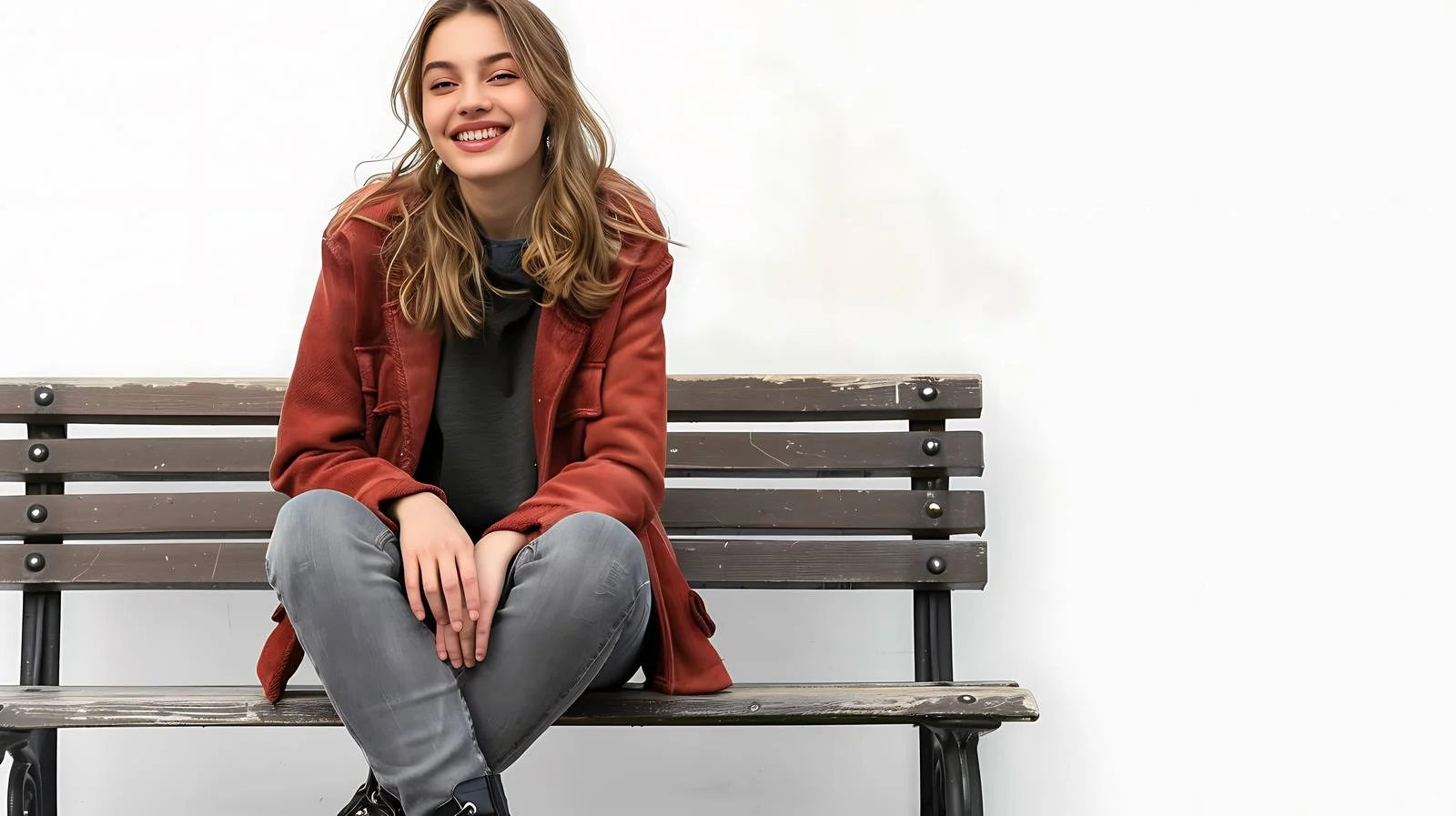 Joyful Woman on Bench — free download from Dotvec