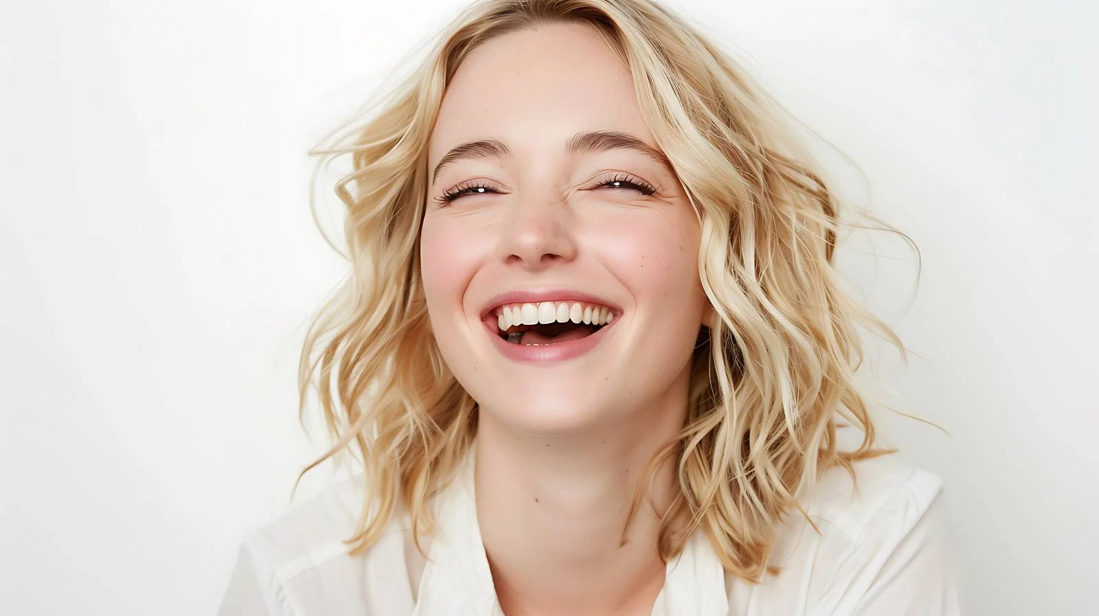 Laughing Blond Woman Portrait — free download from Dotvec