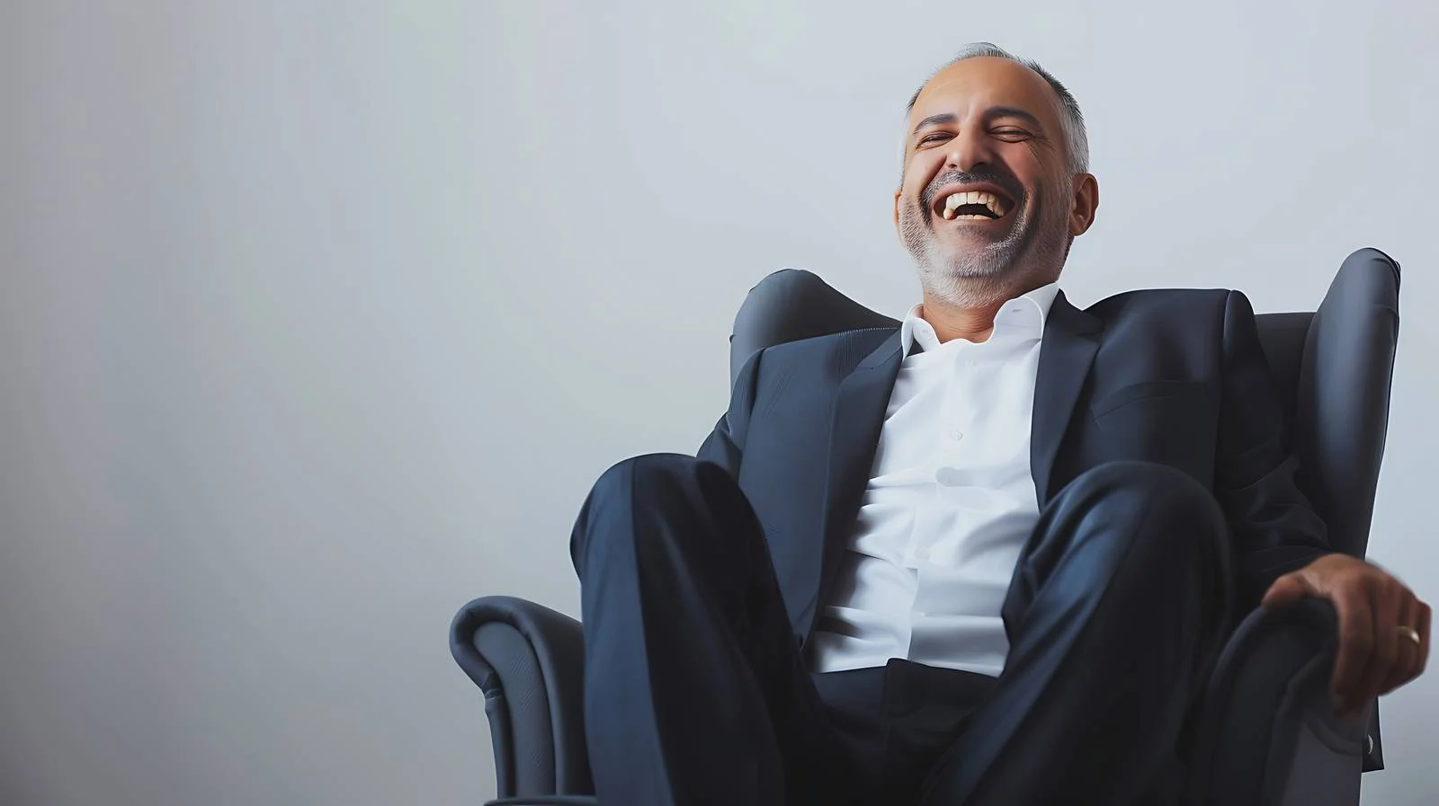 Professional Businessman Laughing in Armchair — free download from Dotvec