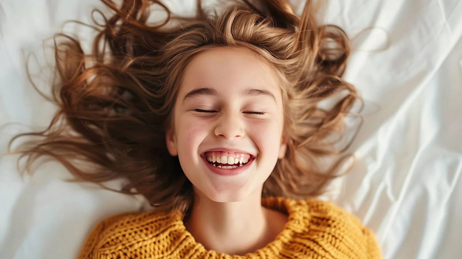 Joyful Girl on Bed — free download from Dotvec