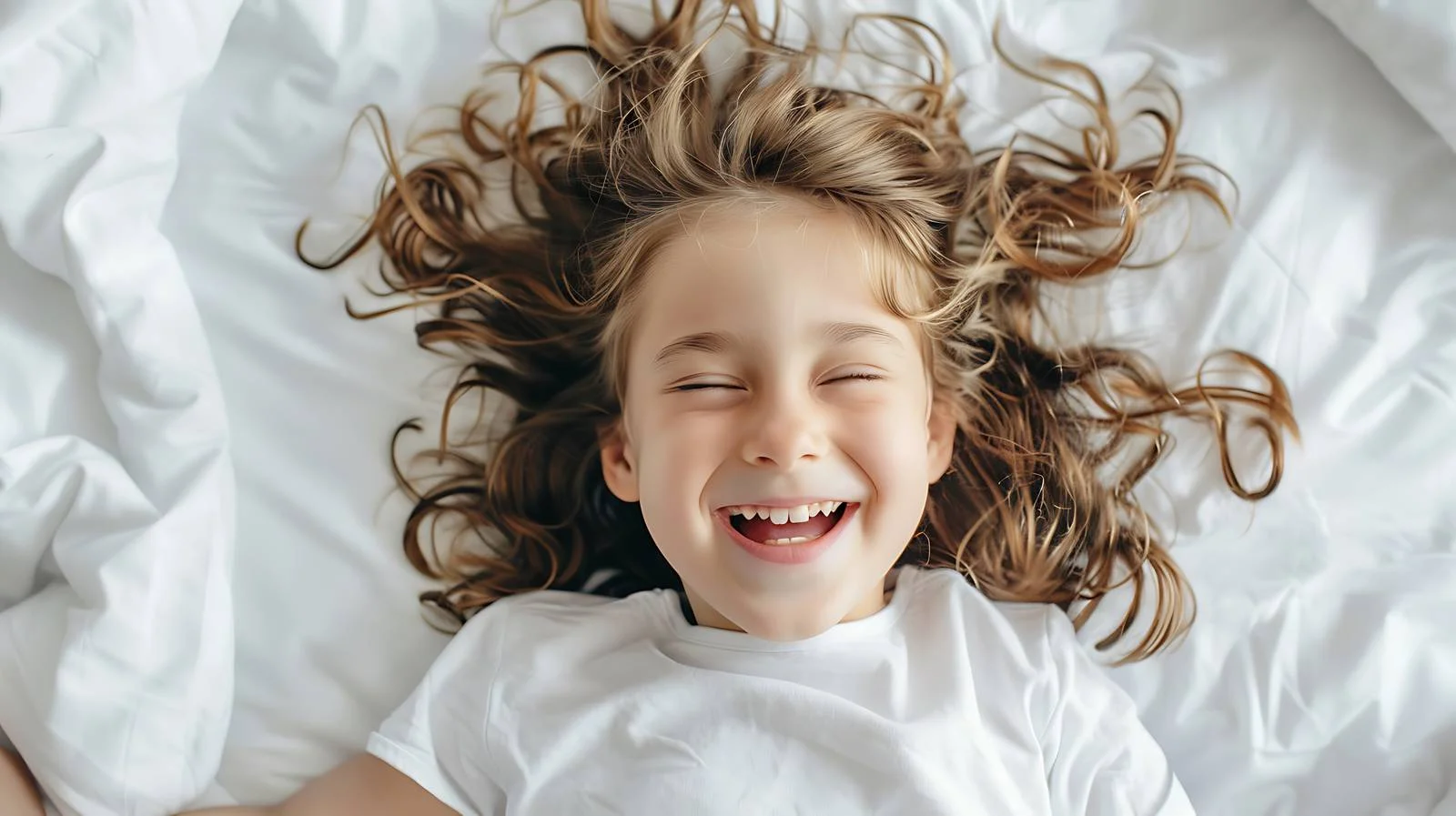 Joyful Girl on Bed — free download from Dotvec