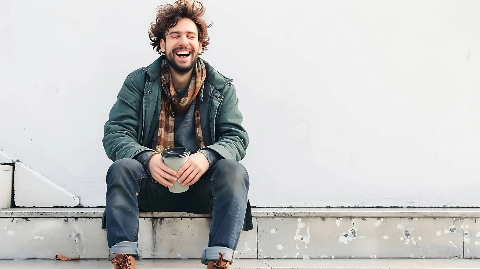 Joyful Young Man on Steps — free download from Dotvec