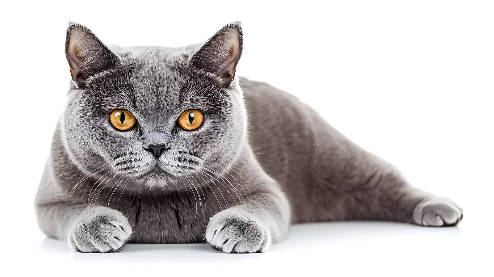 Scottish Straight Cat Lying on White Background – free purring image from Dotvec