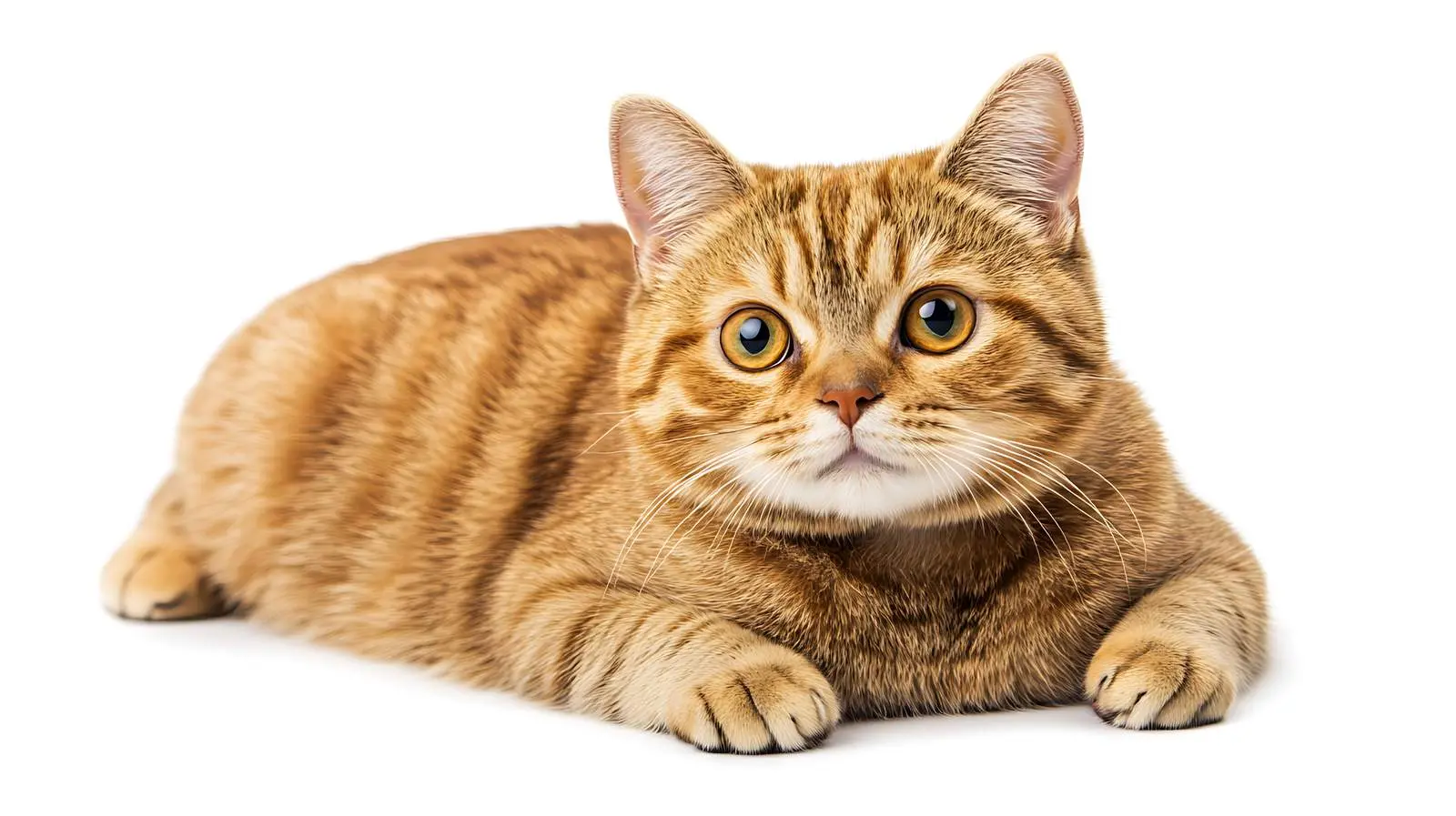 Lying Scottish Straight Cat on White Background – free mammals image from Dotvec