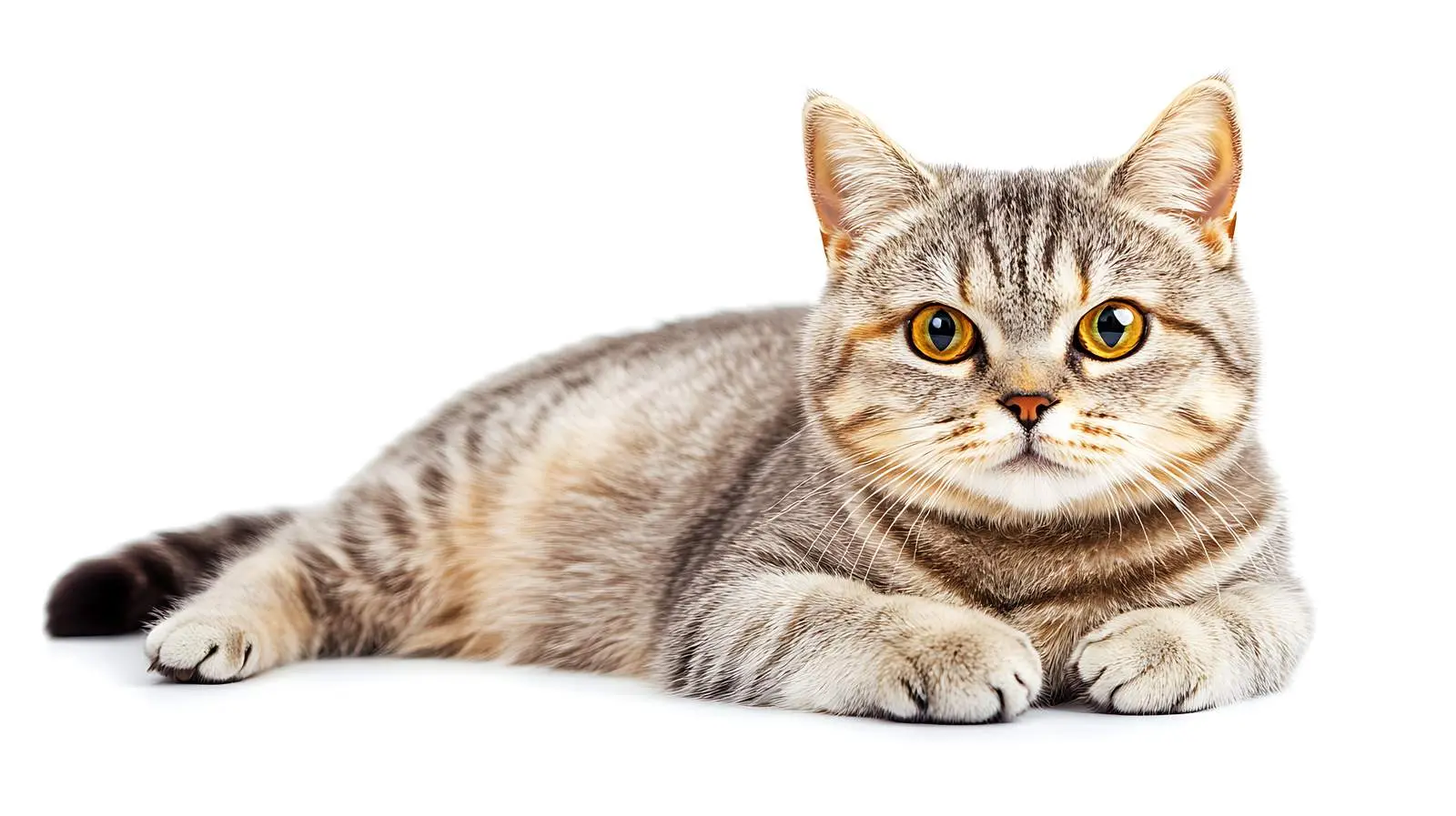 Lying Scottish Straight Cat on White Background – free mammals image from Dotvec