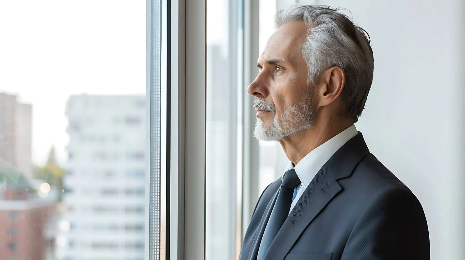Mature Businessman Observing Outside Window — free download from Dotvec