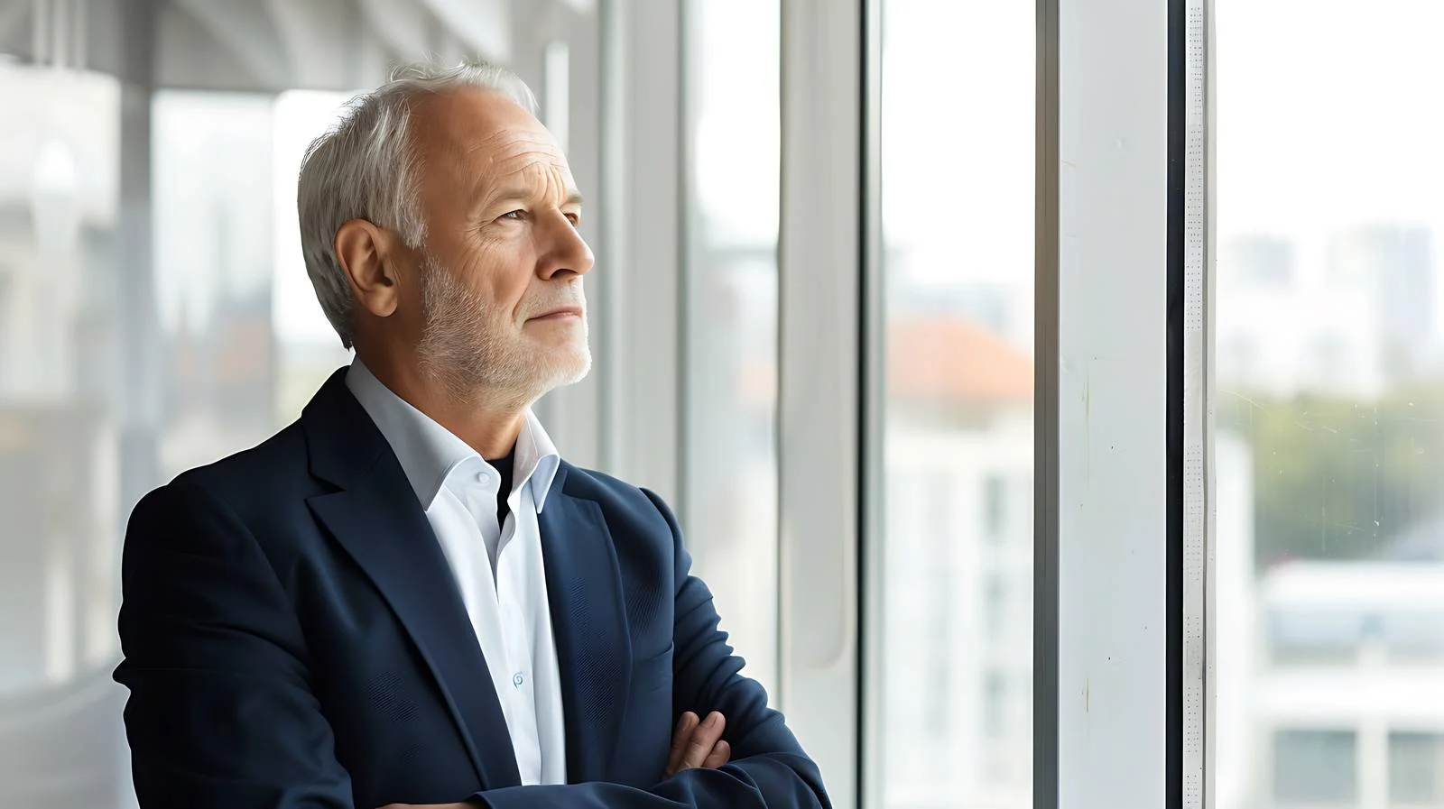 Senior Businessman Contemplating Outside — free download from Dotvec