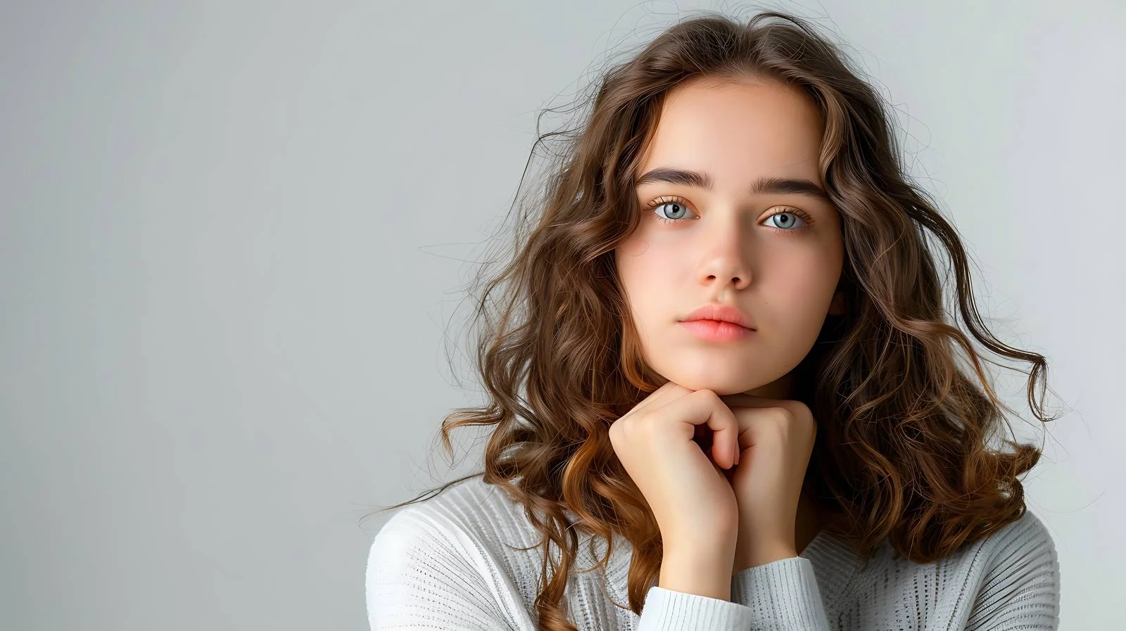 Thoughtful Woman on White Background — free download from Dotvec