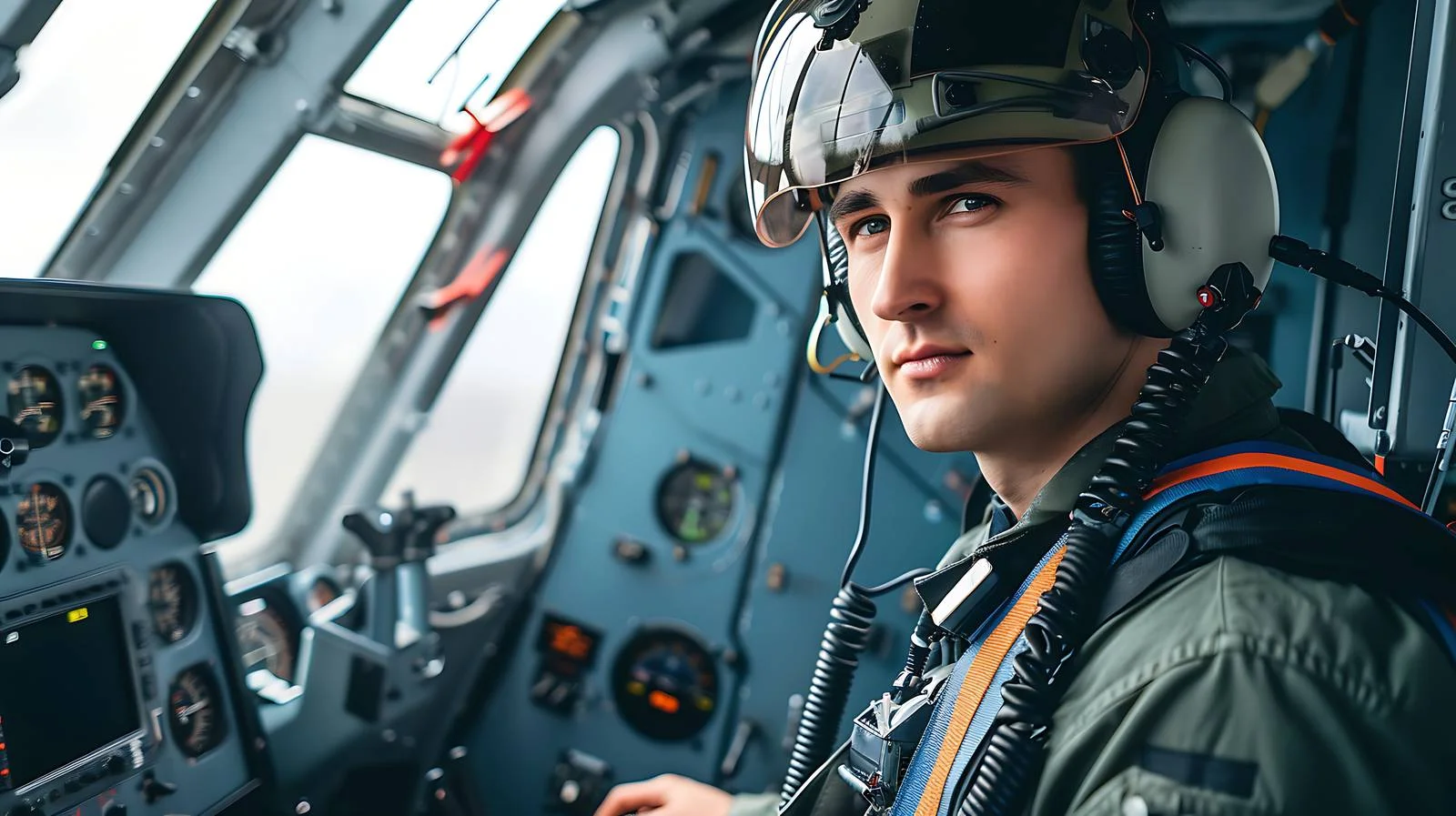 Pilot in Helicopter Cockpit — free download from Dotvec