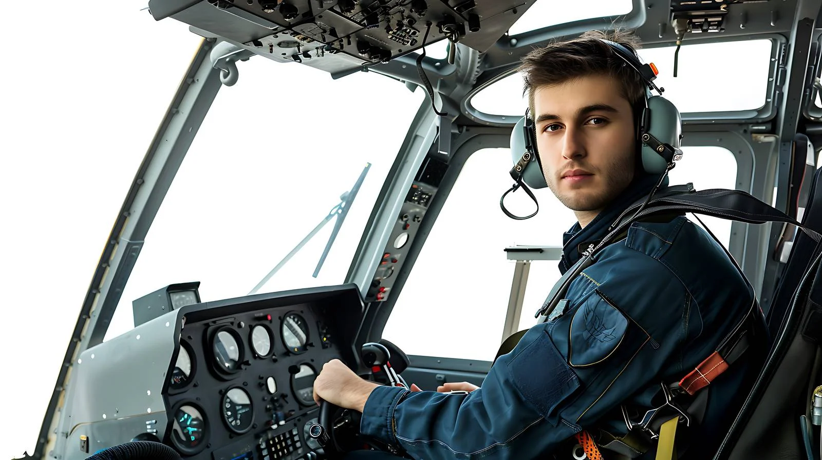 Helicopter Pilot Portrait in Cockpit — free download from Dotvec