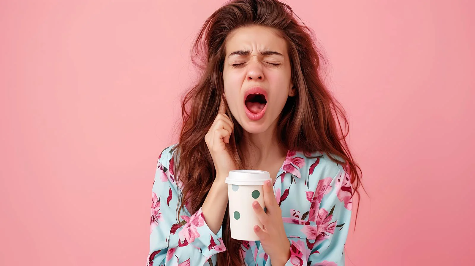 Pretty Woman in Pajamas with Takeaway — free download from Dotvec