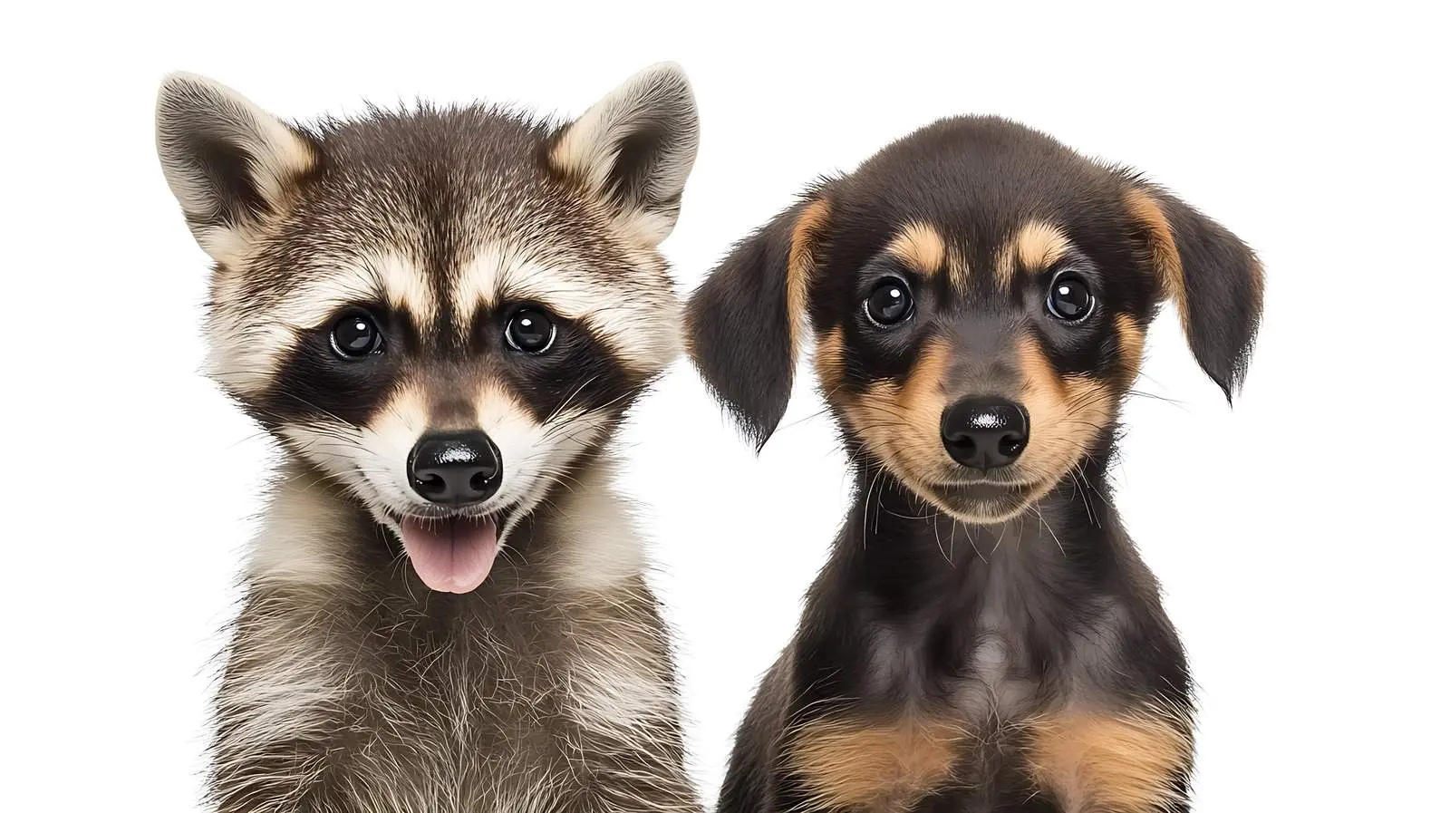 Raccoon and Slovakian Hound Puppy Portrait — free download from Dotvec