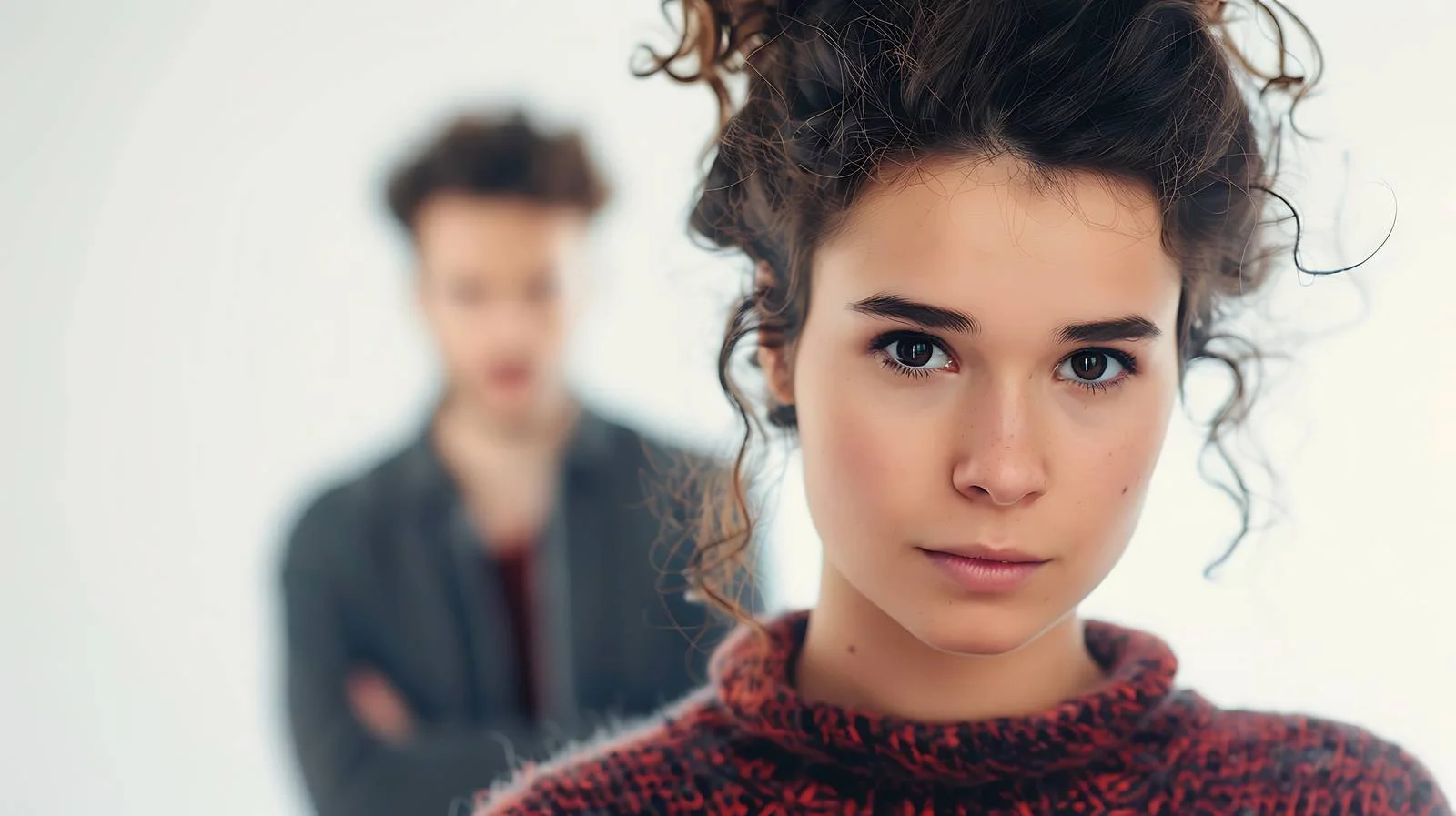 Sceptical Woman with Boyfriend Portrait — free download from Dotvec