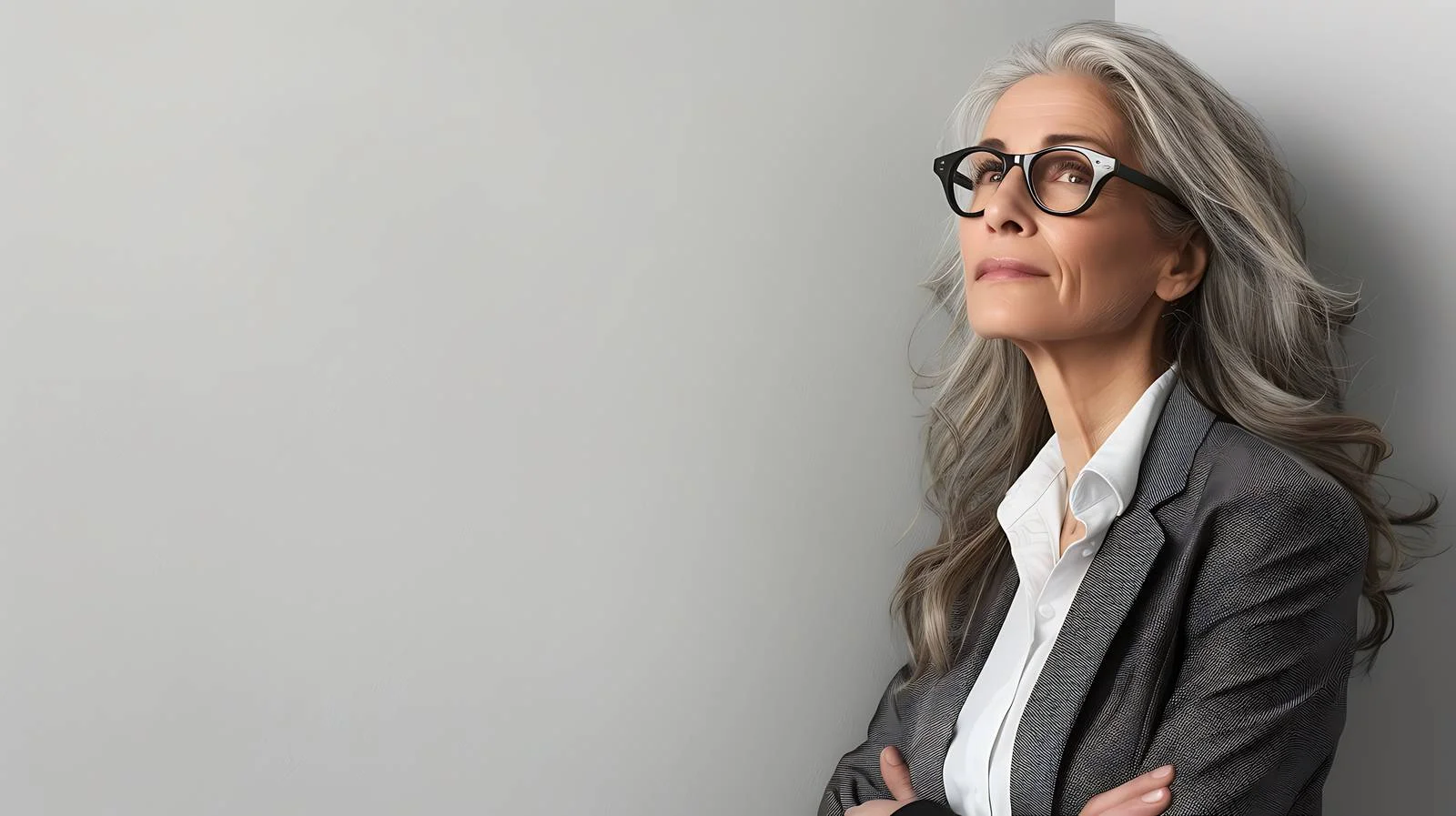 Senior Businesswoman Leaning Against Wall — free download from Dotvec