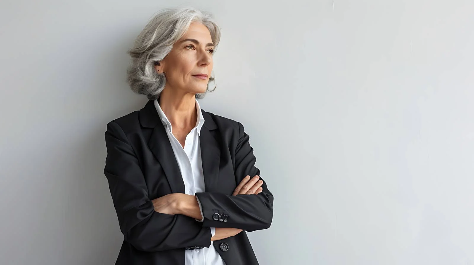 Senior Businesswoman Leaning Against Wall — free download from Dotvec