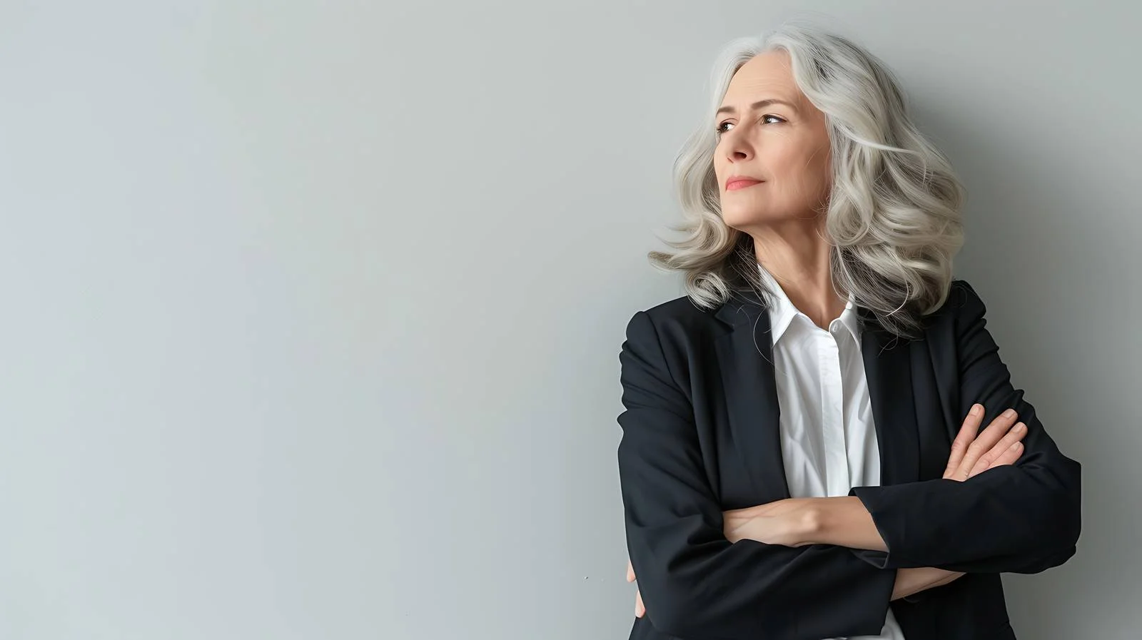 Confident Senior Businesswoman Leaning Against Wall — free download from Dotvec