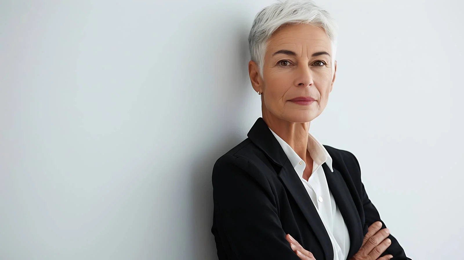 Confident Senior Businesswoman Leaning Against Wall — free download from Dotvec