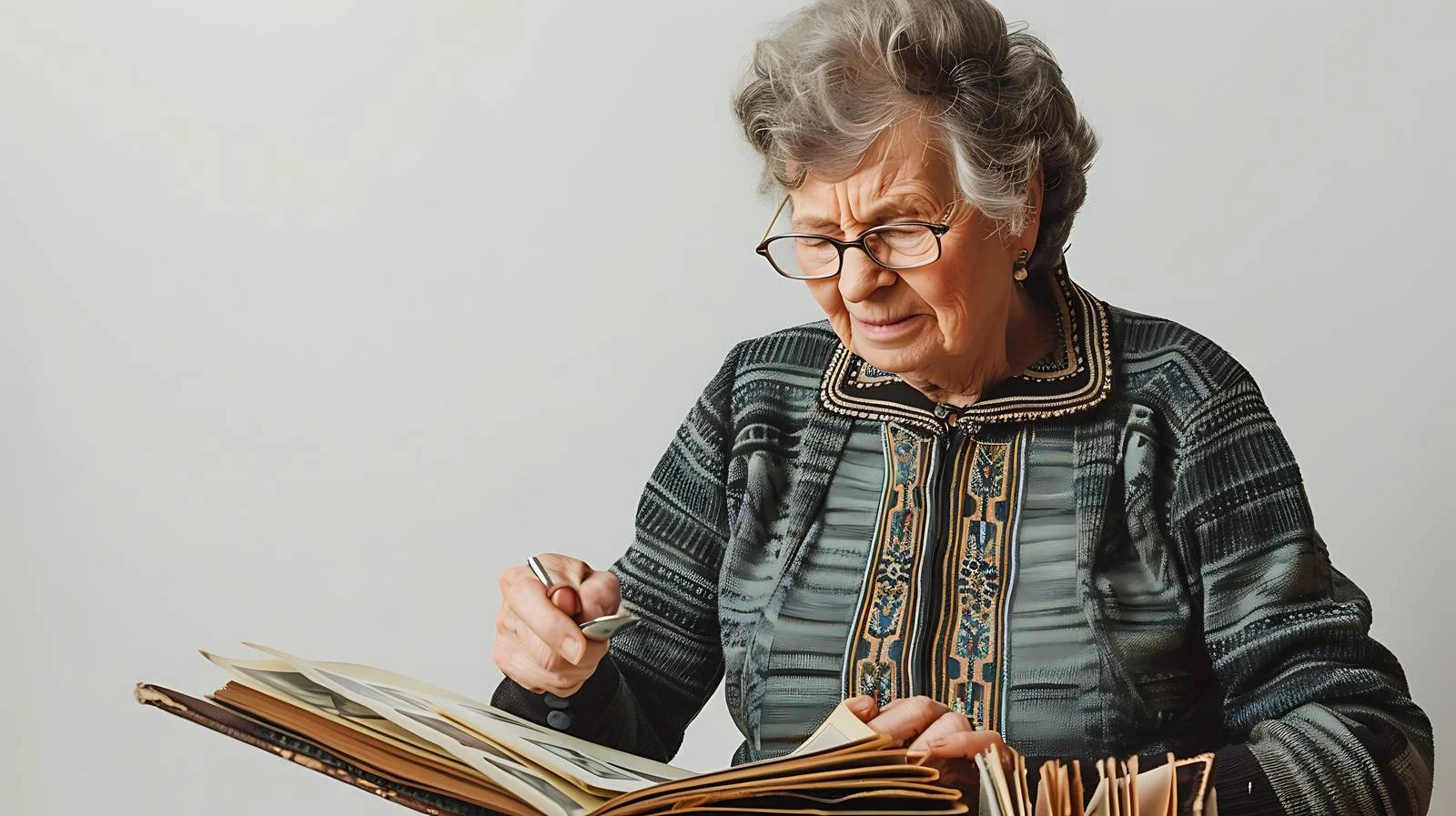 Senior Woman Adding Old Photos — free download from Dotvec