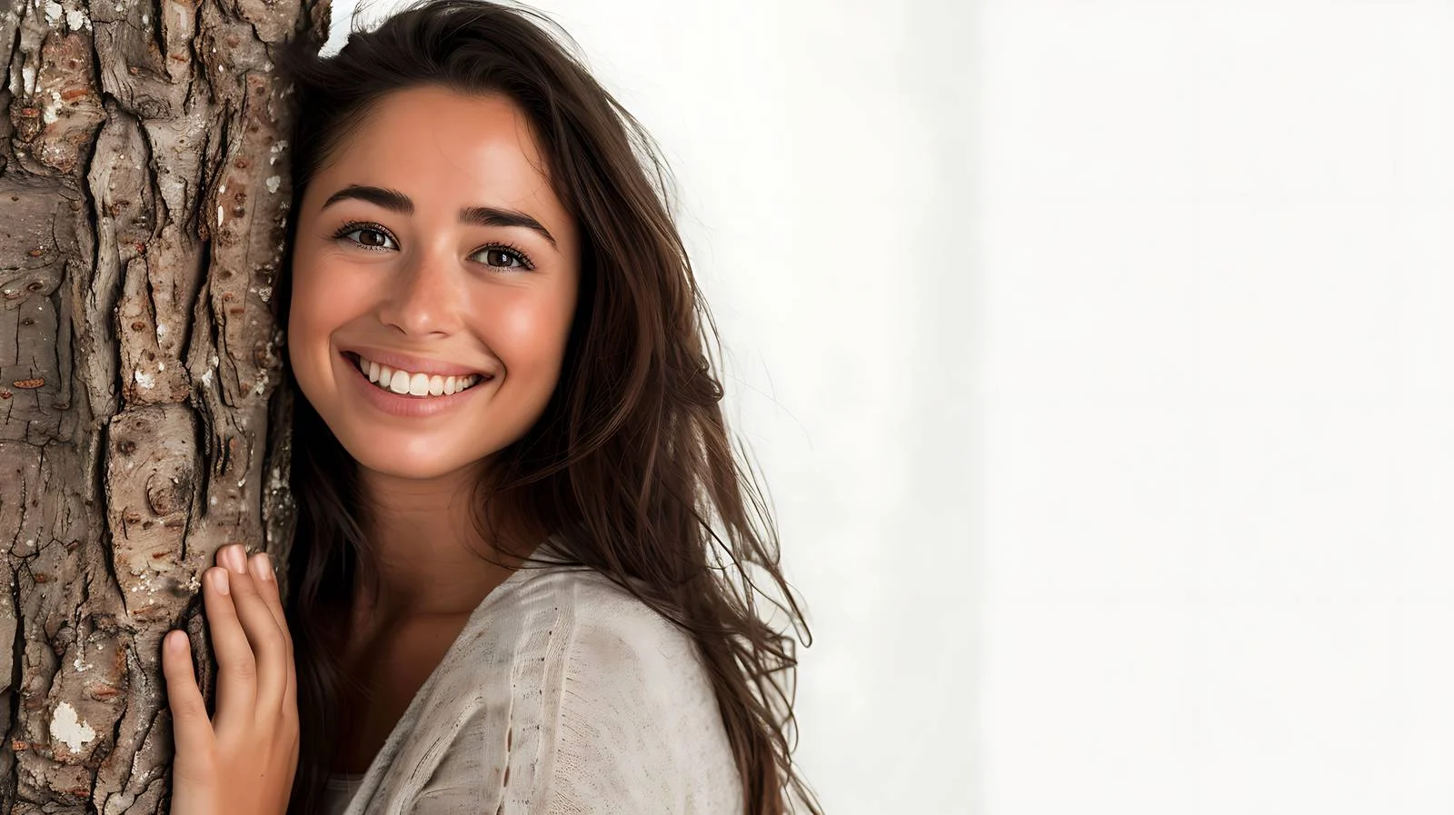 Joyful Brunette Leaning Pose Portrait — free download from Dotvec