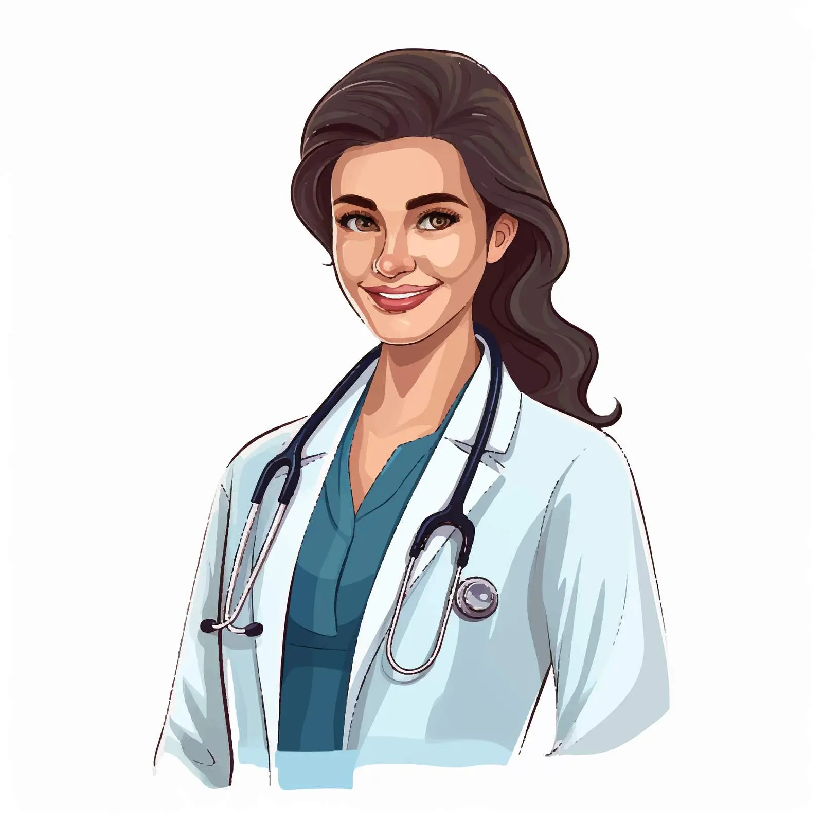 Smiling Doctor in Medical Uniform Illustration — free download from Dotvec