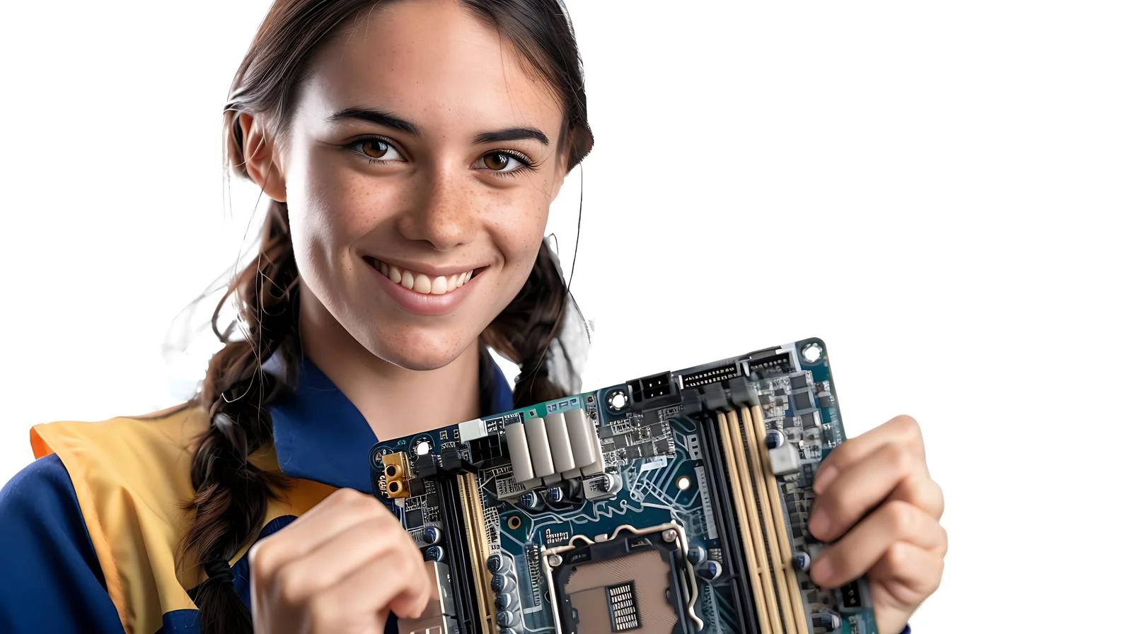 Professional: Smiling Female Technician with Mother — free download from Dotvec