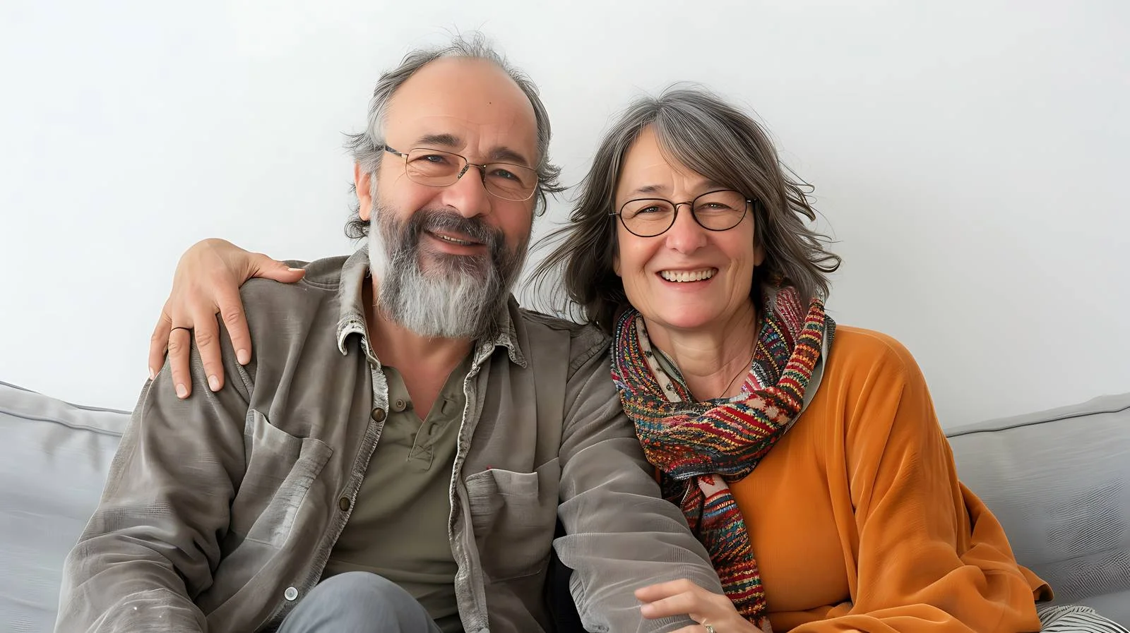 Happy mature couple relaxing on home couch — free download from Dotvec