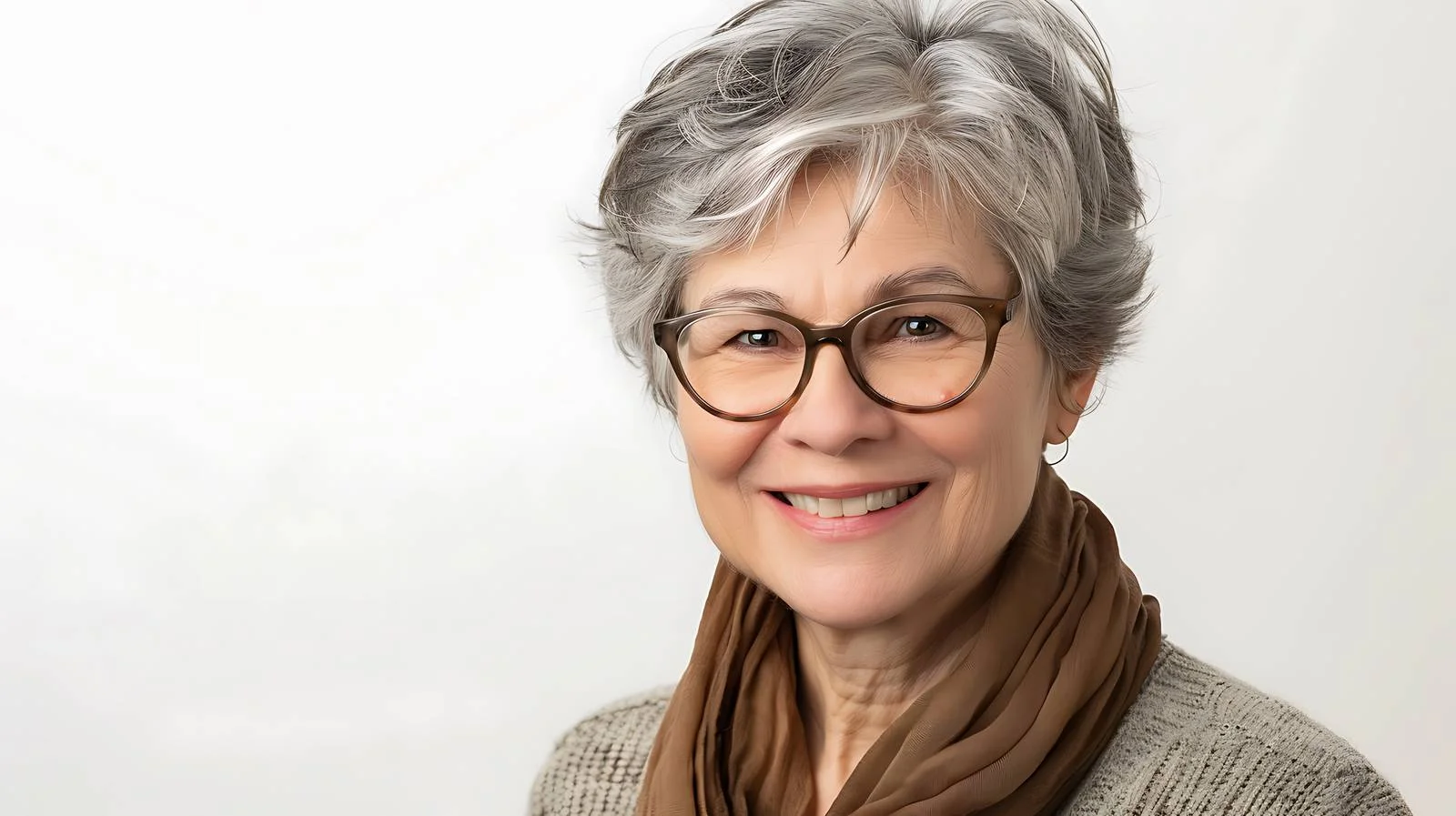 Smiling Mature Woman White Background Portrait — free download from Dotvec