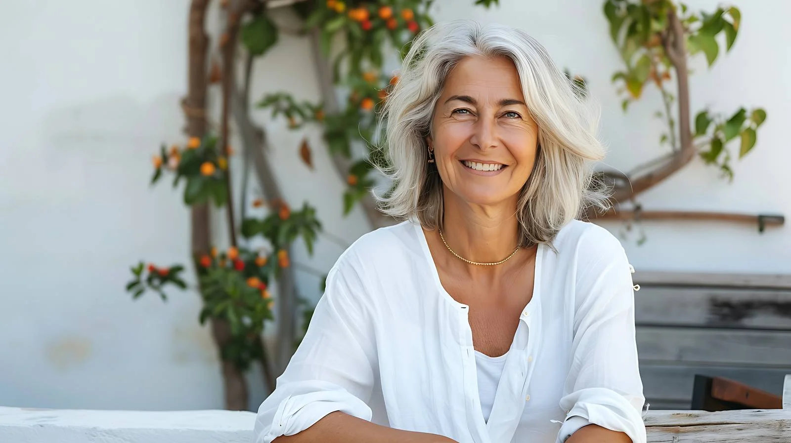 Serene Terrace Sitting Portrait — free download from Dotvec