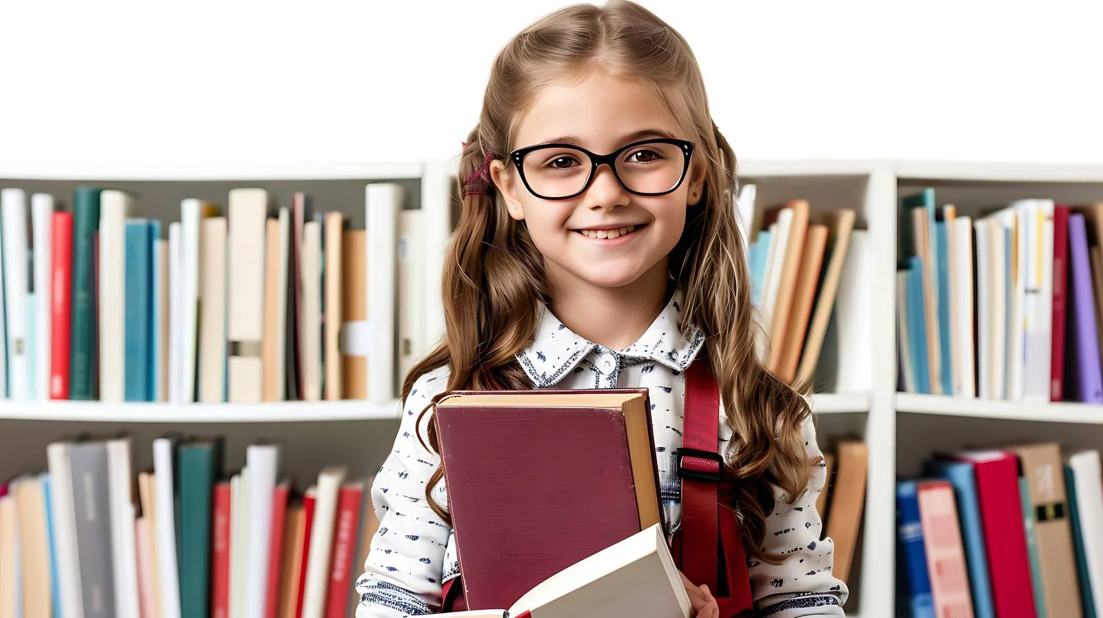 Joyful Schoolgirl with Book Portrait — free download from Dotvec