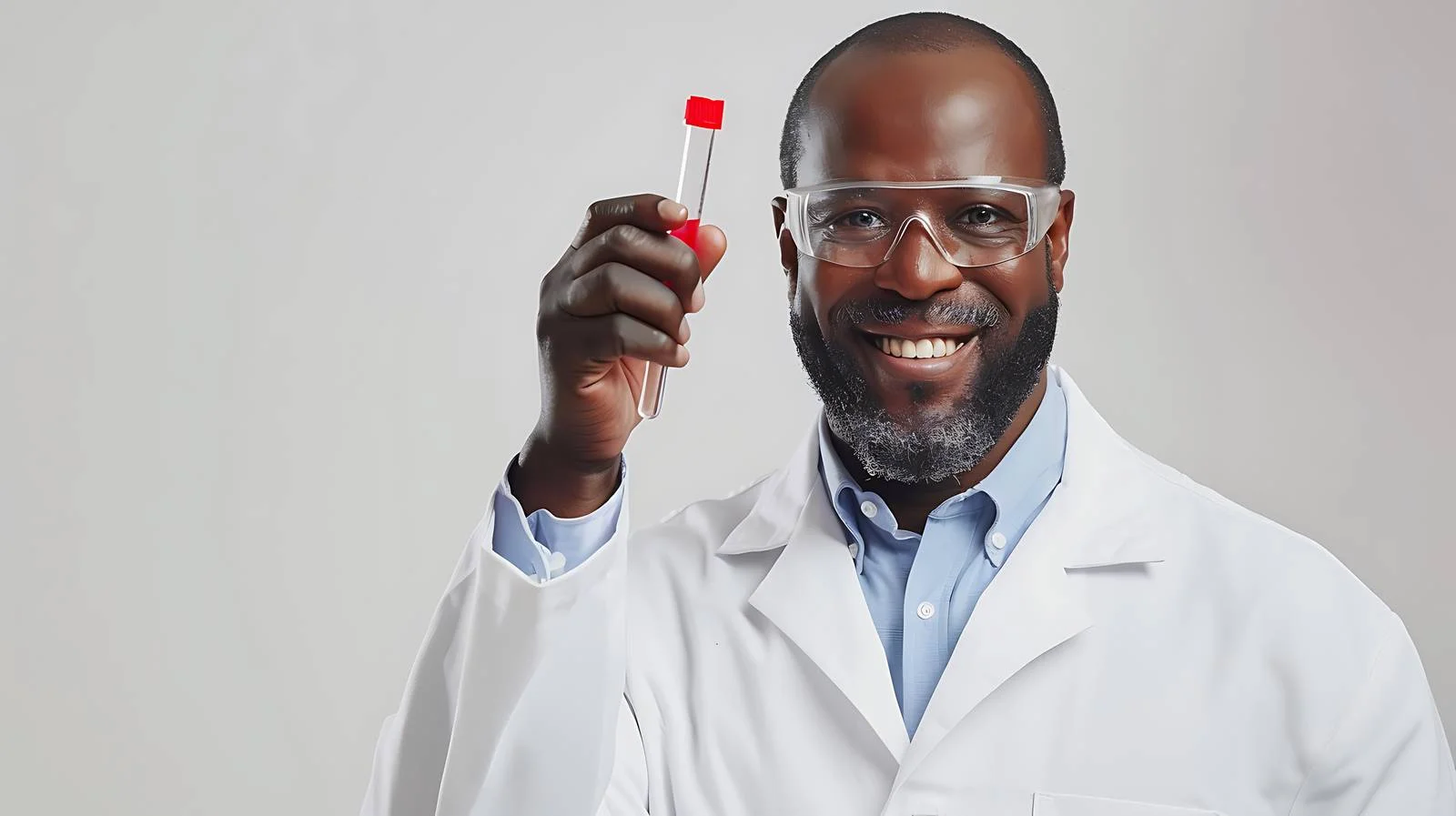 Happy Scientist in Lab with Test Tube — free download from Dotvec