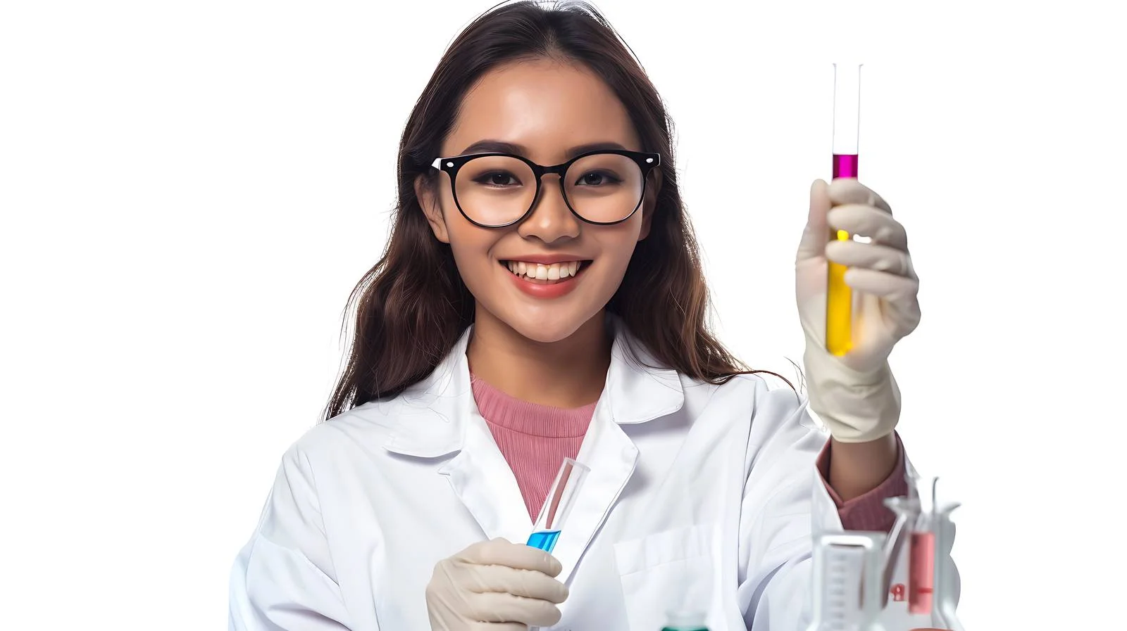 Happy Scientist Holding Test Tube in Lab — free download from Dotvec