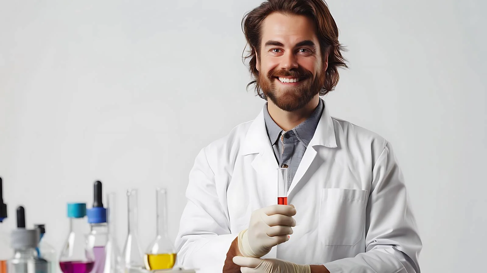 Happy Scientist Conducting Lab Experiment — free download from Dotvec