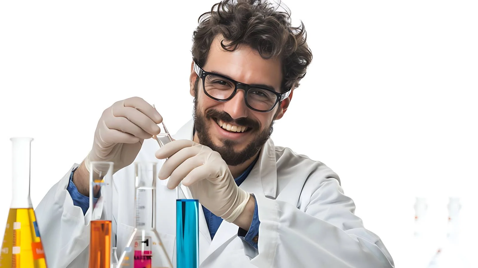 Happy Scientist Conducting Lab Experiment — free download from Dotvec