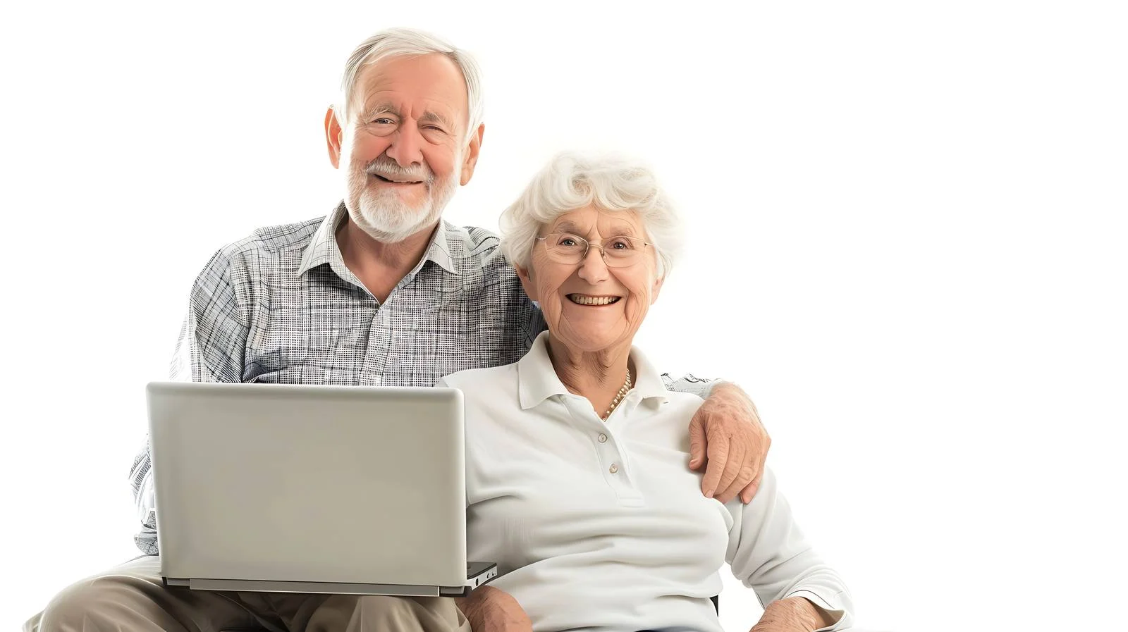 Happy Senior Couple Using Laptop Together — free download from Dotvec