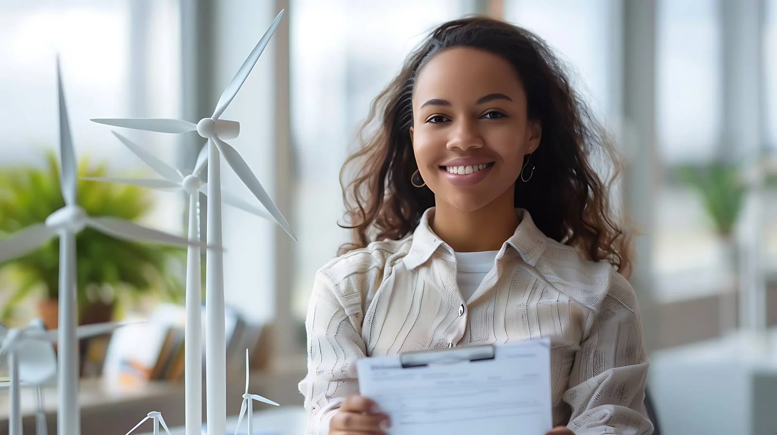 Professional Woman Office Portrait Holding Paper — free download from Dotvec