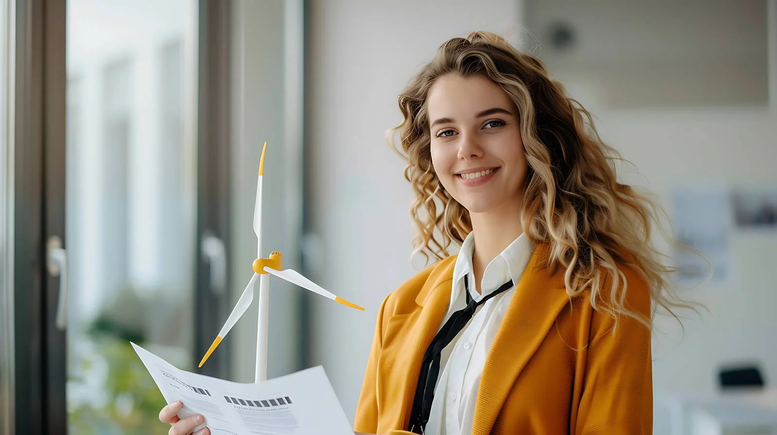 Professional Office Woman Holding Paper Portrait — free download from Dotvec