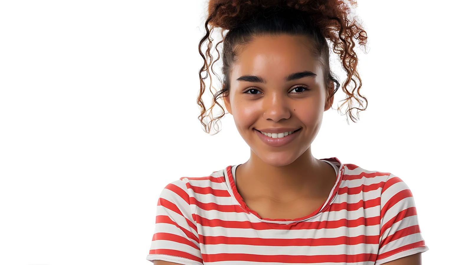 Cheerful Woman in Red-White Stripes — free download from Dotvec