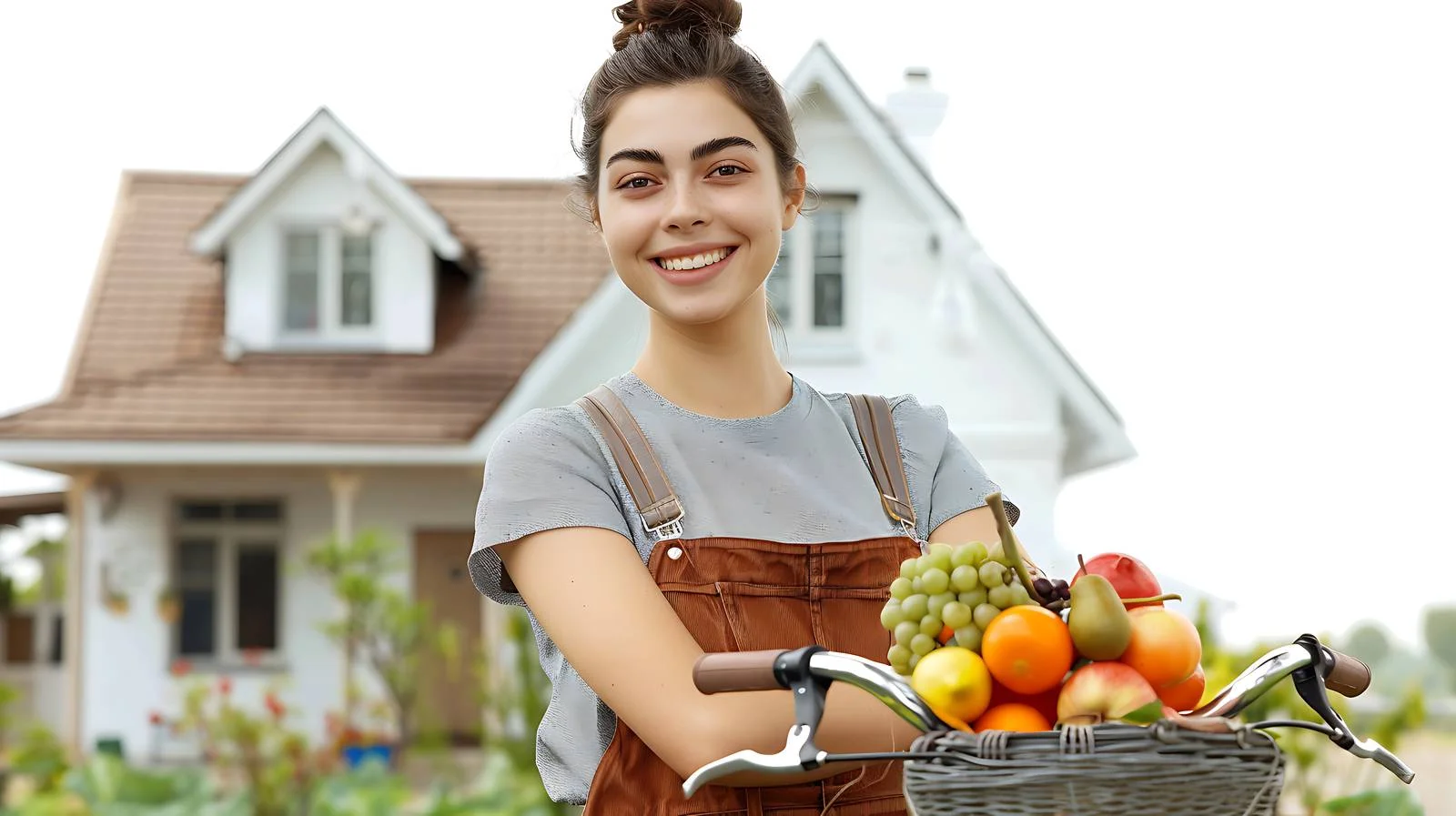 Joyful Woman with Bicycle Outdoors — free download from Dotvec