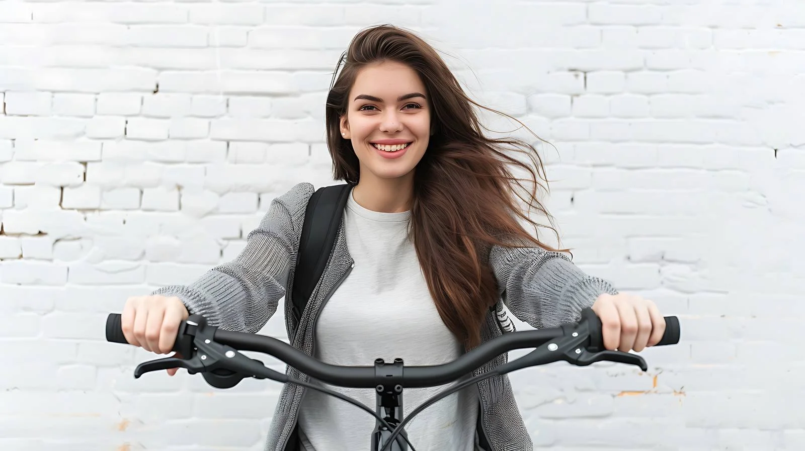 Smiling Woman with E-bike Portrait — free download from Dotvec