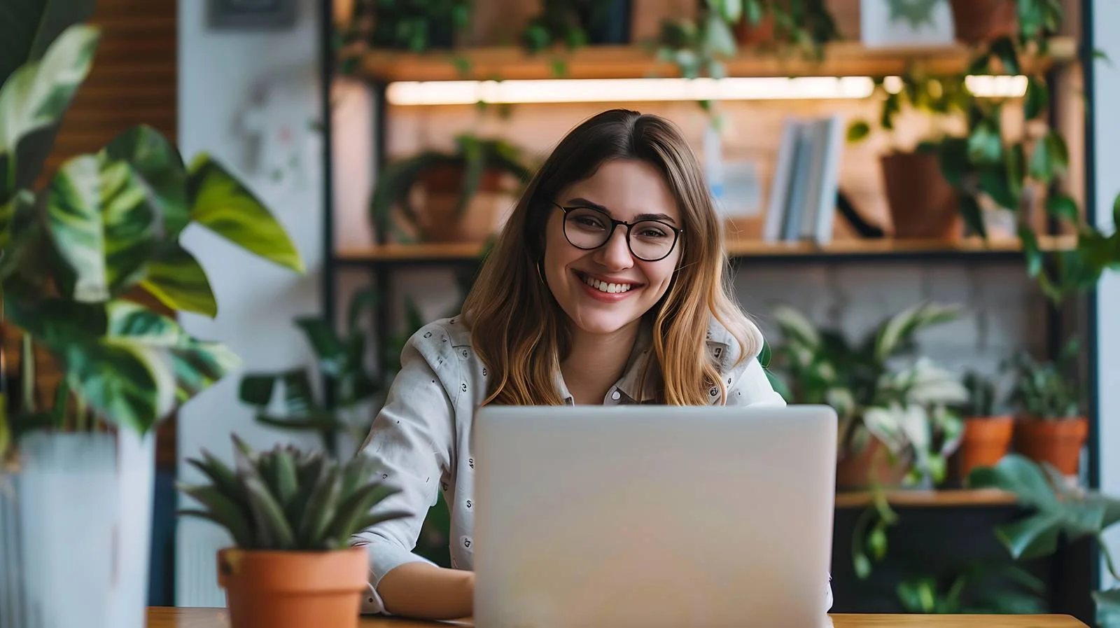 Happy Woman With Laptop Sitting — free download from Dotvec