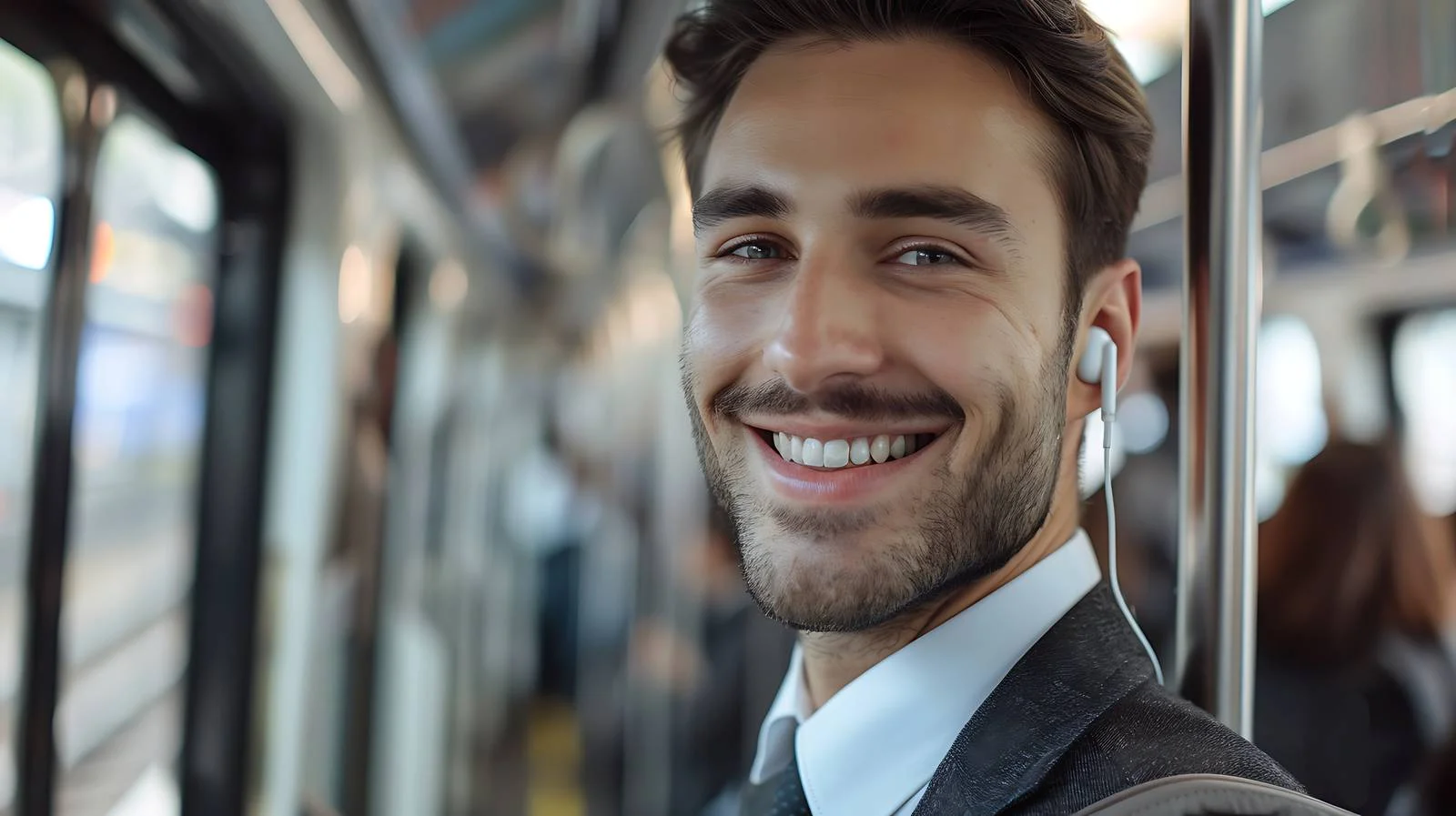 Smiling Businessman with Earphones Portrait — free download from Dotvec