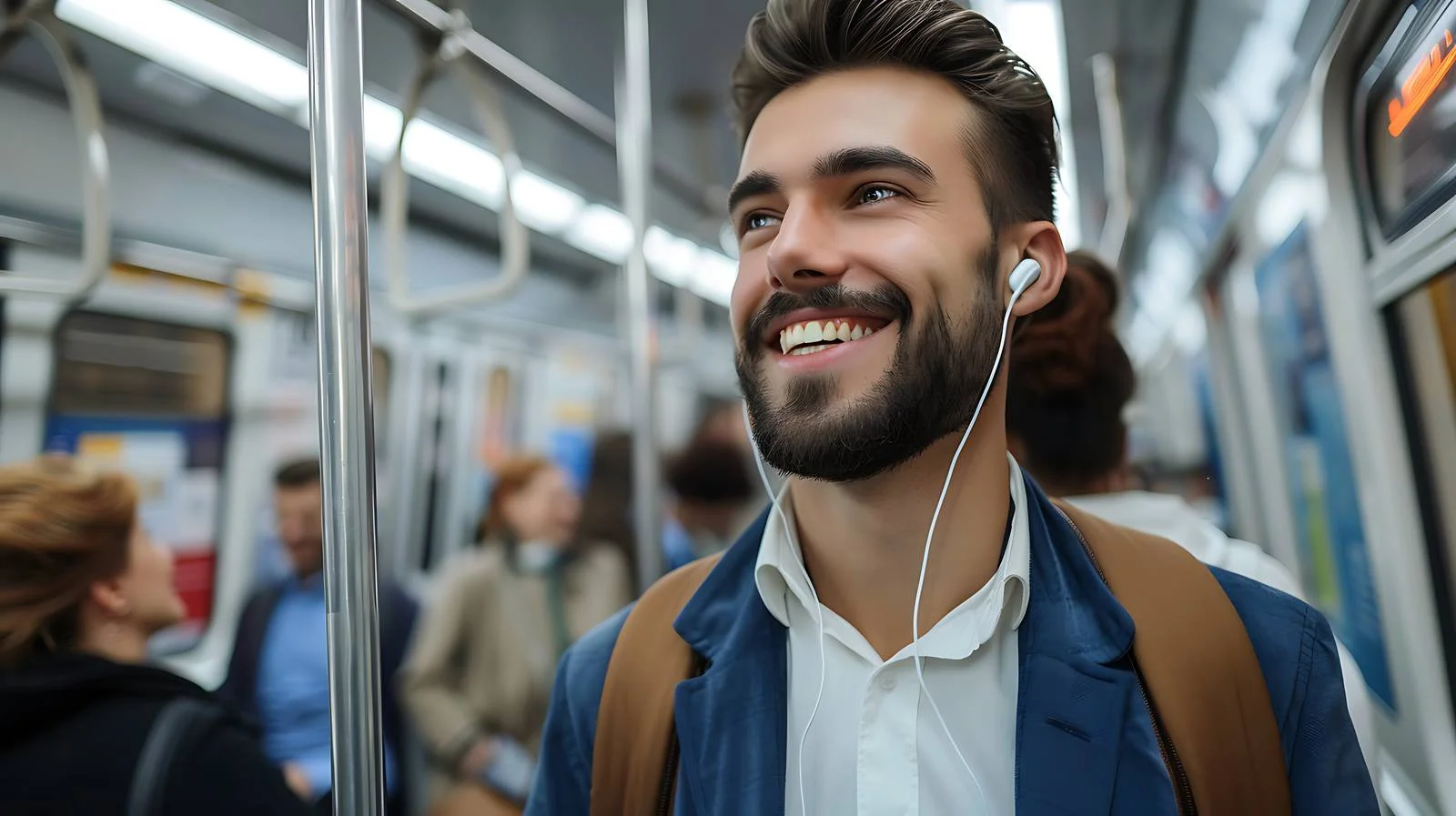 Smiling Businessman with Earphones Portrait — free download from Dotvec
