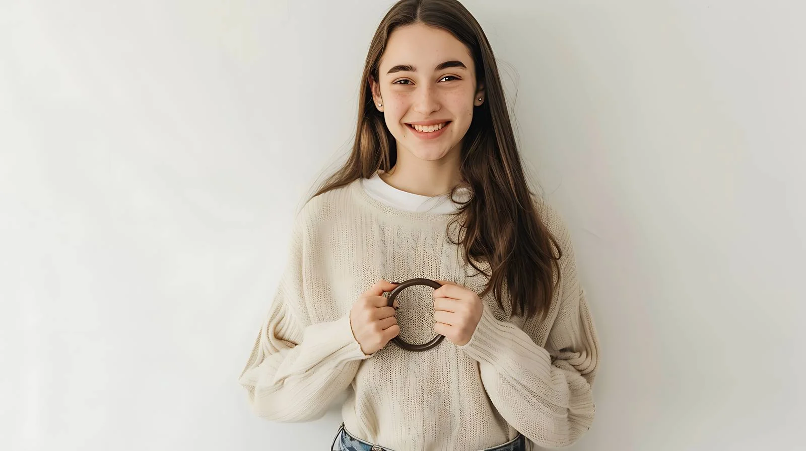 Cheerful Woman at Home Holding Horse — free download from Dotvec