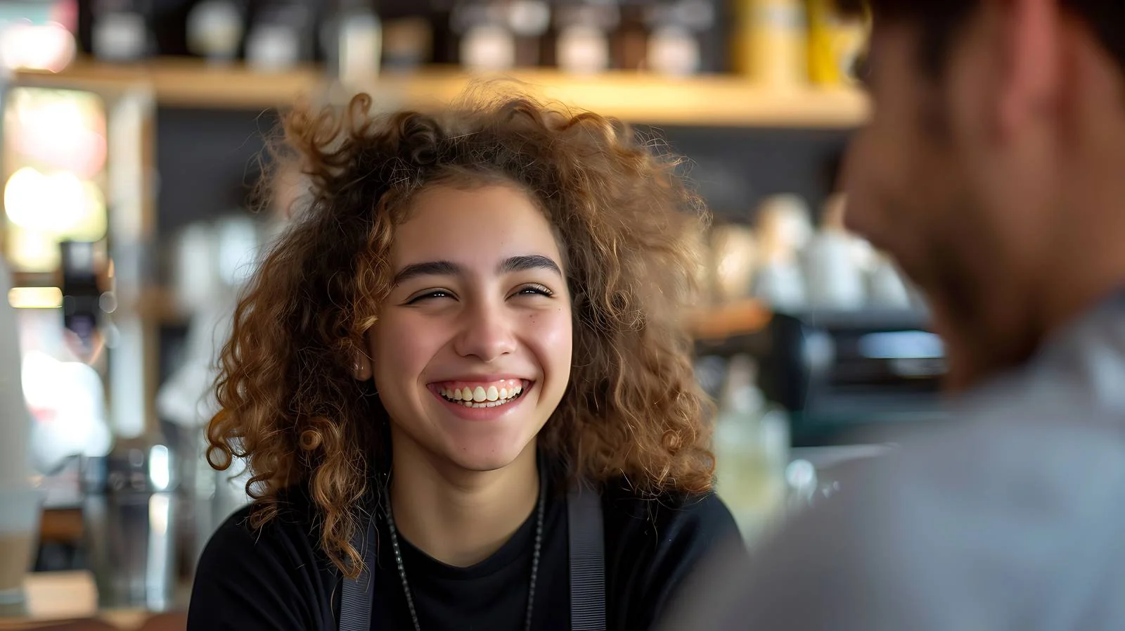 Happy Woman in Cafe — free download from Dotvec