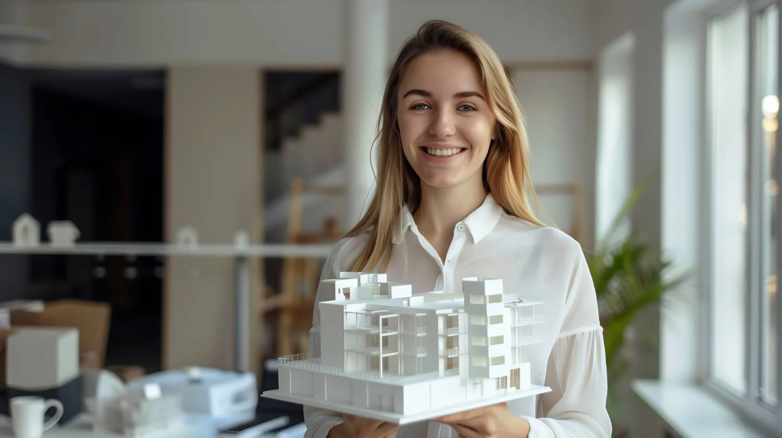 Professional Woman in Office Smiling — free download from Dotvec