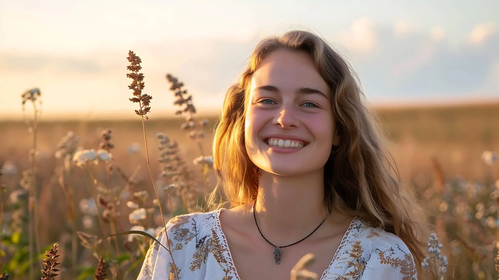Serene Woman in Rural Landscape Portrait — free download from Dotvec