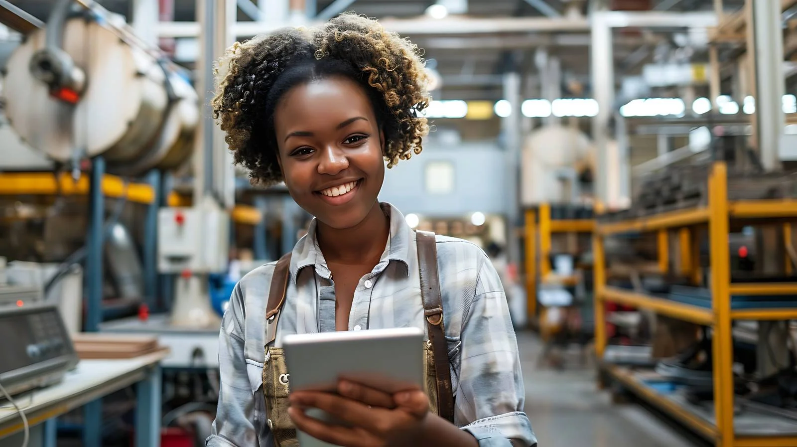 Smiling Woman Using Tablet Indoors — free download from Dotvec